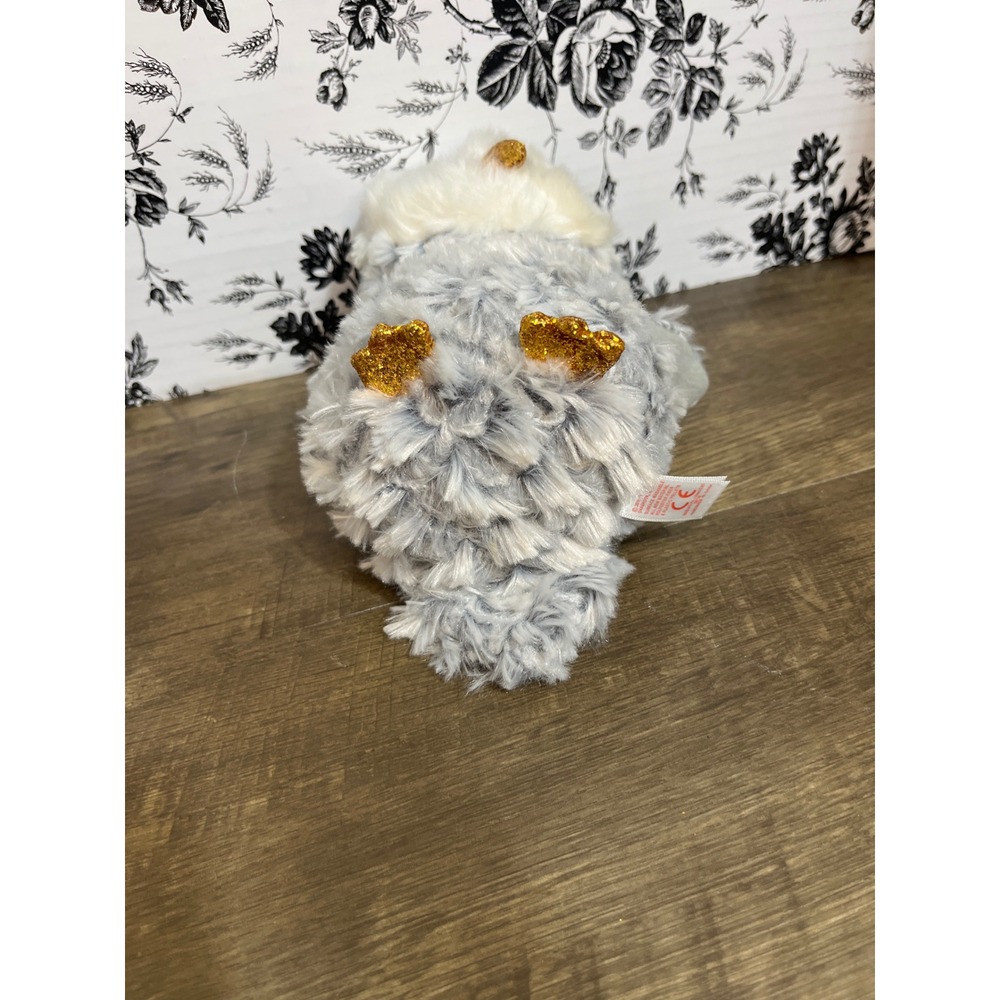 Ty Beanie Boos Owlette Owl Grey White Plush Gold Glitter Eyes Small 6 inch - Picture 4 of 4
